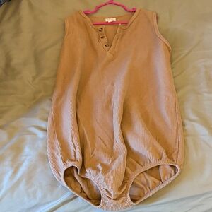 Cozy Sleeveless Kids Bodysuit in Beige